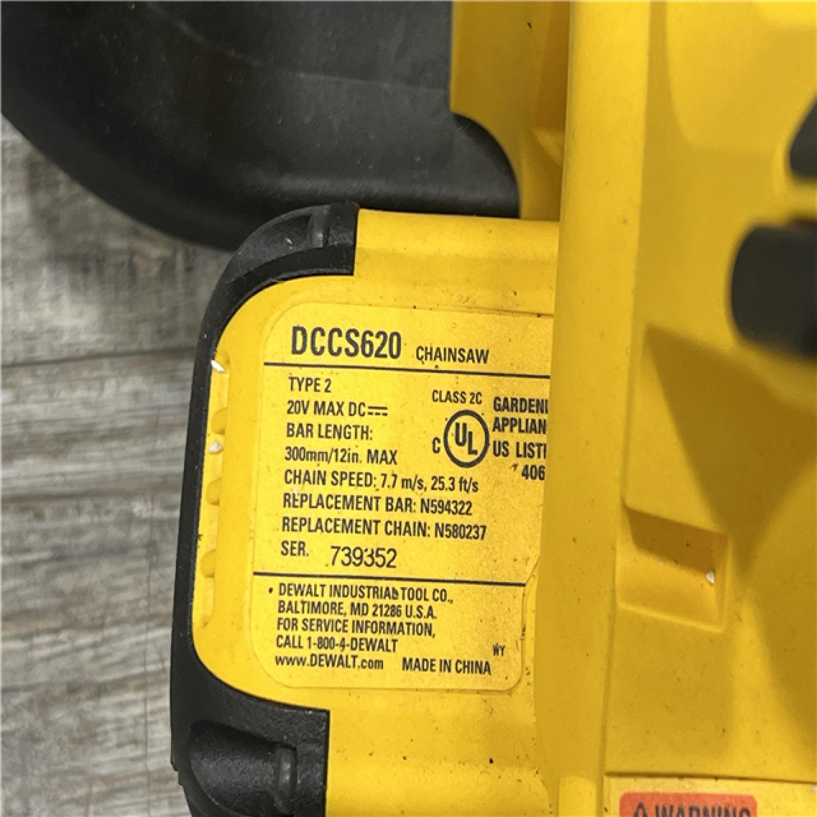 AS-IS DEWALT 20V MAX 12in. Brushless Cordless Battery Powered Chainsaw (Tool Only)