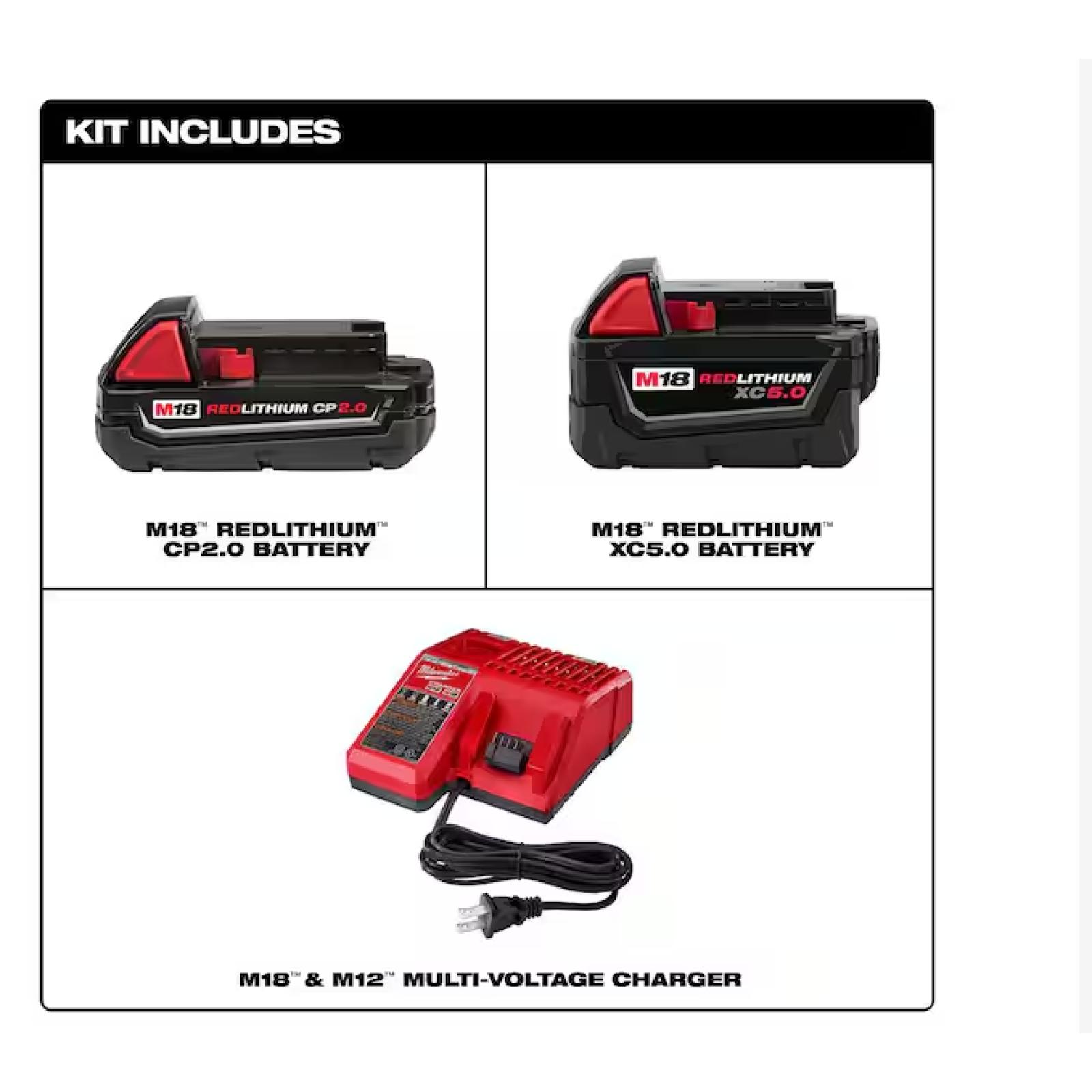 NEW! - Milwaukee M18 18-Volt Lithium-Ion Starter Kit with One 5.0 Ah and One 2.0 Ah Battery and Charger