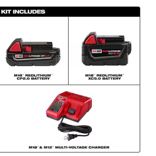 NEW! - Milwaukee M18 18-Volt Lithium-Ion Starter Kit with One 5.0 Ah and One 2.0 Ah Battery and Charger