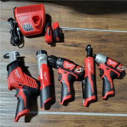 CALIFORNIA NEW MILWAUKEE M12 5-TOOL COMBO KIT (2 BATTERIES, 1 CHARGER, AND BAG INCLUDED)