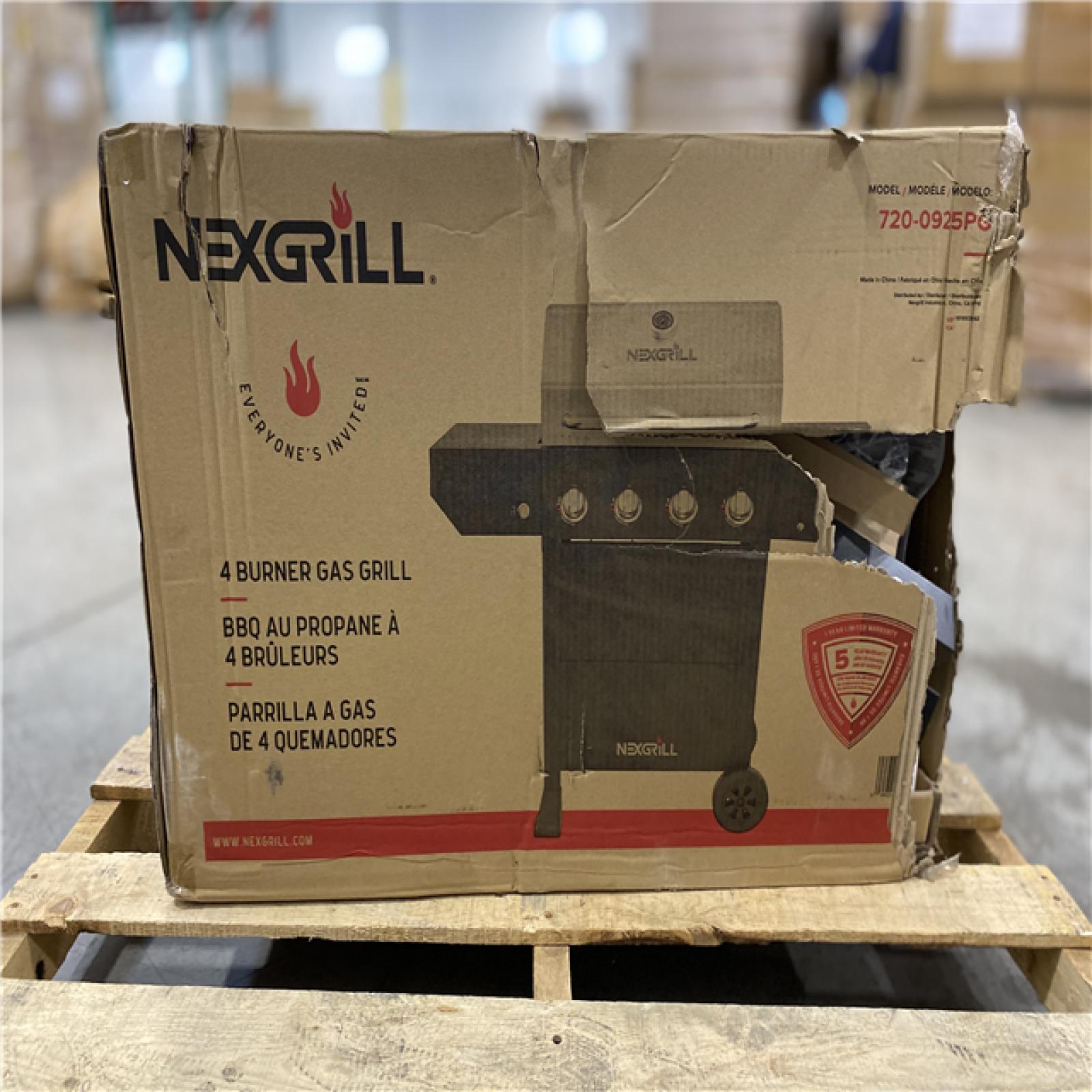 DALLAS LOCATION - Nexgrill 4-Burner Propane Gas Grill in Black with Stainless Steel Main Lid