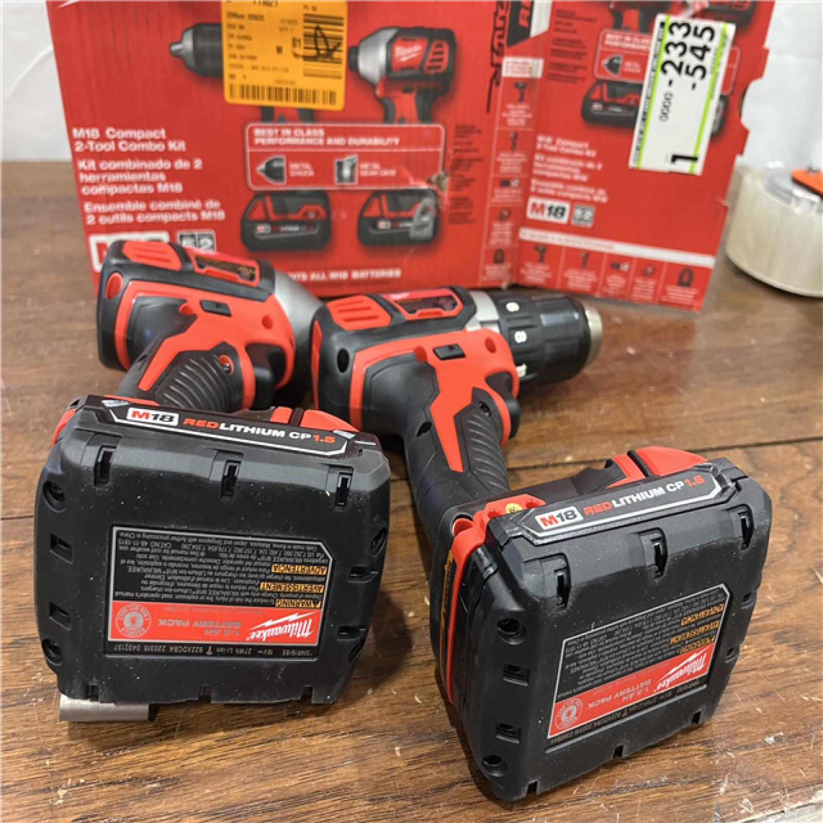 AS-ISMilwaukee M18 18V Cordless Brushed 2 Tool Drill/Driver and Impact Driver Kit