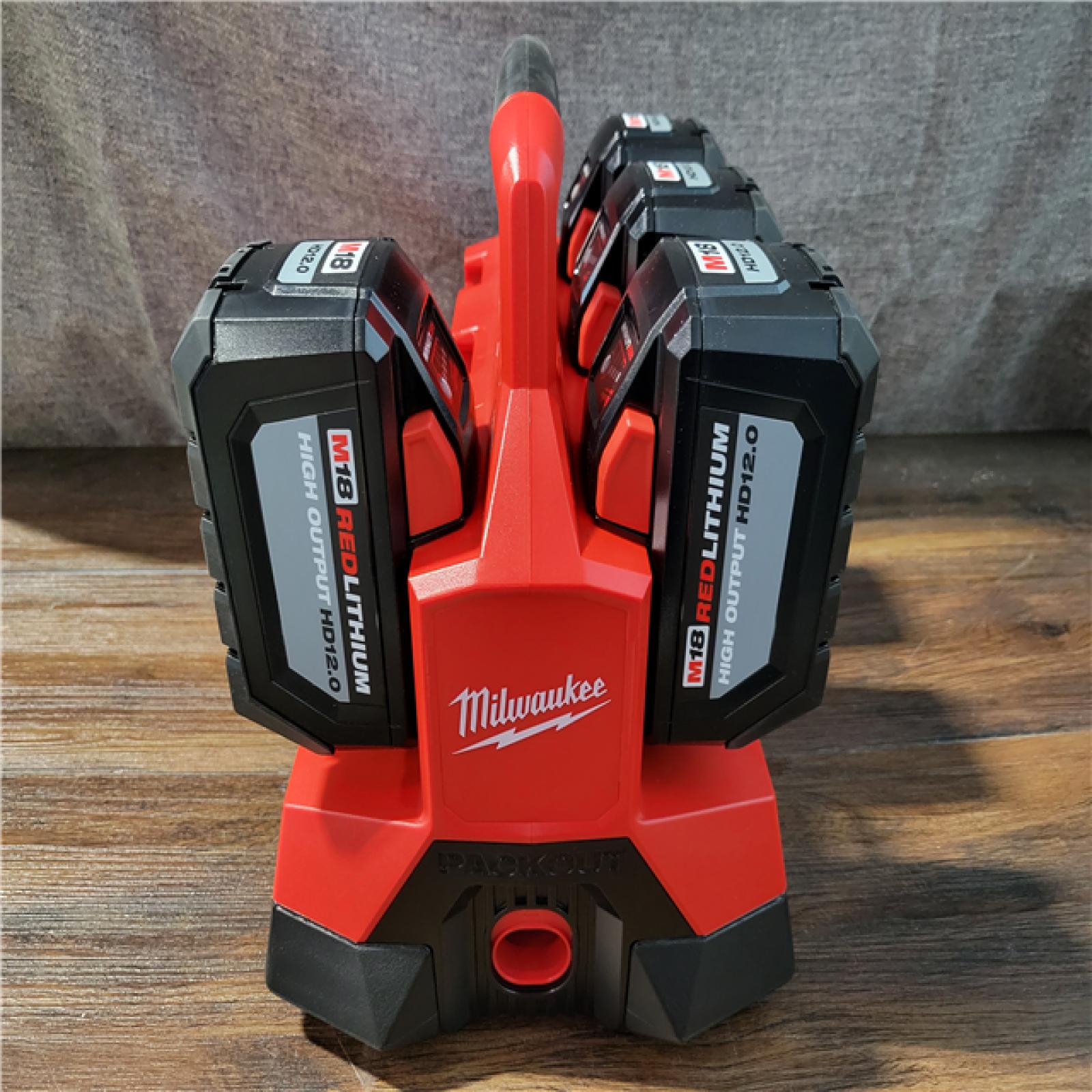 CALIFORNIA NEW MILWAUKEE M18 PACKOUT RAPID CHARGER STARTER PACK (4 BATTERIES INCLUDED)