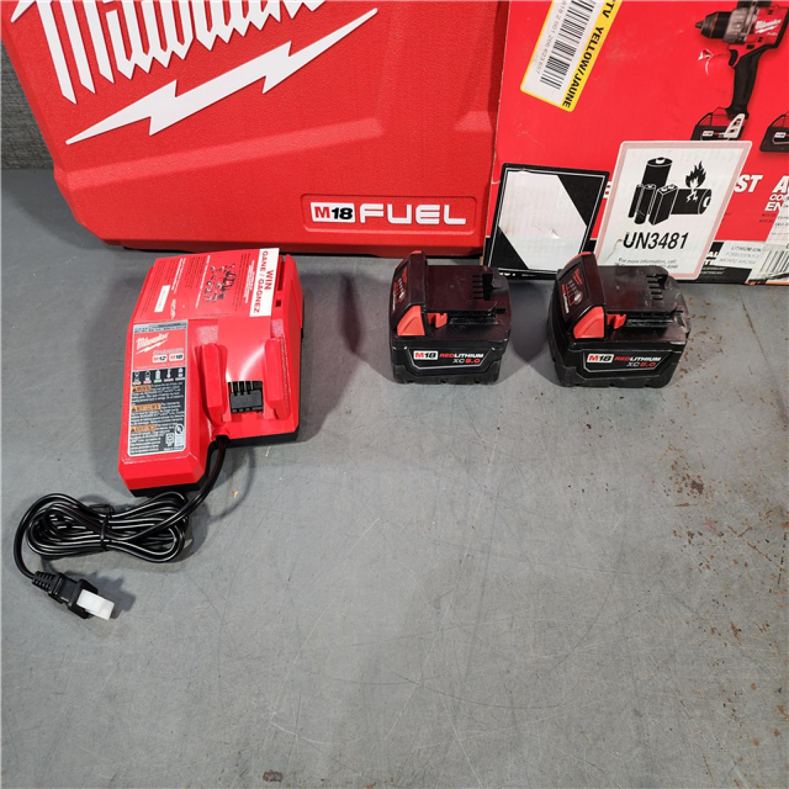 HOUSTON LOCATION - AS-IS (APPEARS LIKE NEW) Milwaukee M18 FUEL 18V Lithium-Ion Brushless Cordless Hammer Drill and Impact Driver Combo Kit (2-Tool) with 2 Batteries