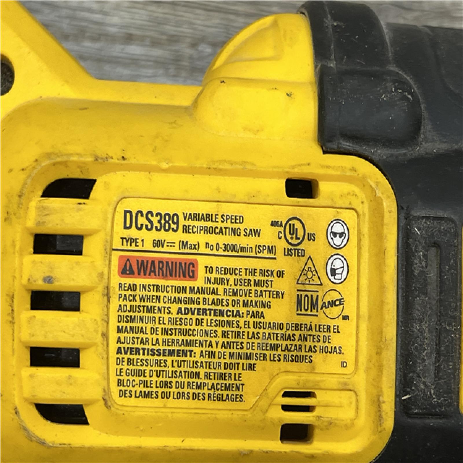 AS-IS DeWalt DCS389B FLEXVOLT 60V MAX Cordless Brushless Reciprocating Saw (Tool-Only)