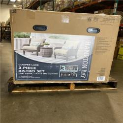 DALLAS LOCATION - Hampton Bay Cooper Lake 3-Piece Wicker Patio Conversation Set with CushionGuard Putty Cushions