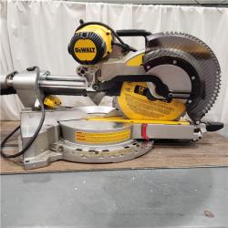 AS IS DEWALT 15 Amp Corded 12 in. Double Bevel Sliding Compound Miter Saw with XPS Technology, Blade Wrench and Material Clamp