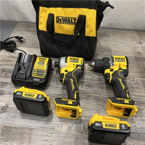 AS-IS Dewalt DCK225D2 20V MAX ATOMIC Brushless Compact Lithium-Ion 1/2 in. Cordless Drill Driver and 1/4 in. Impact Driver Combo Kit with 2 Batteries 2 Ah