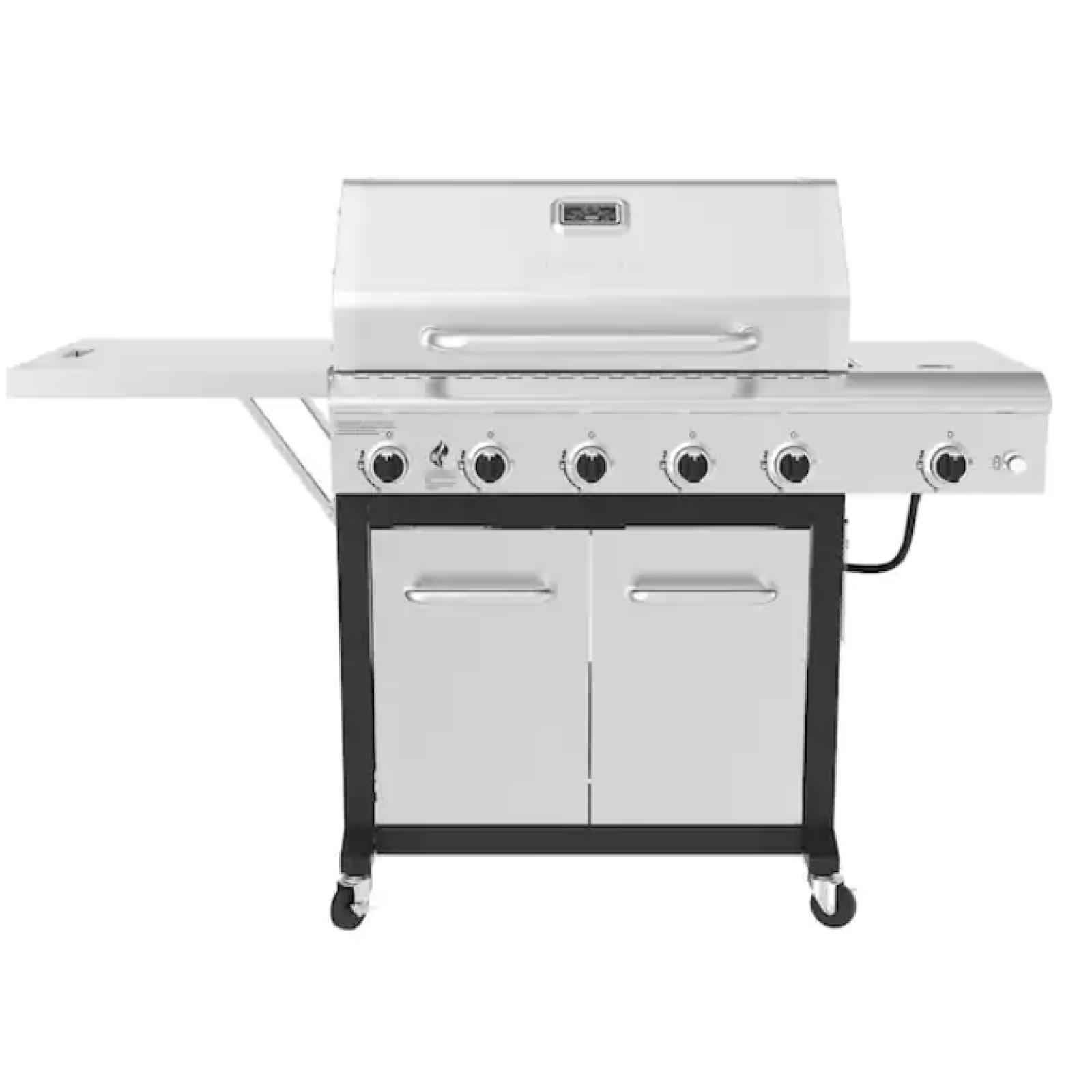 DALLAS LOCATION - NEW Nexgrill 5-Burner Propane Gas Grill in Stainless Steel with Side Burner and Foldable Side Shelf