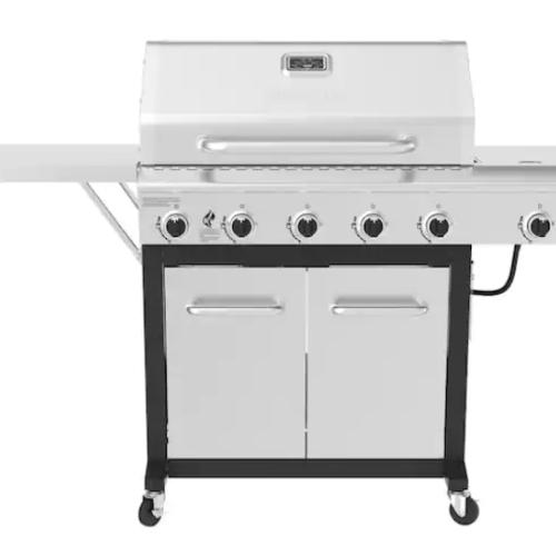 DALLAS LOCATION - NEW Nexgrill 5-Burner Propane Gas Grill in Stainless Steel with Side Burner and Foldable Side Shelf