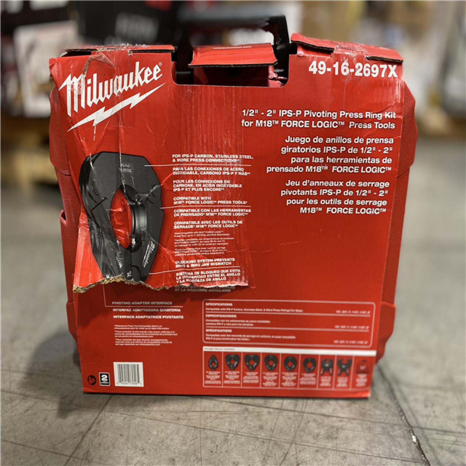 LIKE NEW! - Milwaukee 1/2 in. - 2 in. IPS-P Pivoting Press Ring Kit for M18 FORCE LOGIC Press Tools