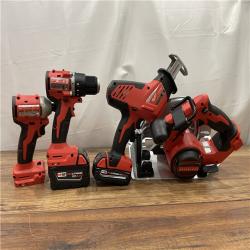 AS-IS Milwaukee M18 18-Volt Lithium-Ion Brushless Cordless Combo Kit (4-Tool) with 2-Batteries, 1-Charger and Tool Bag