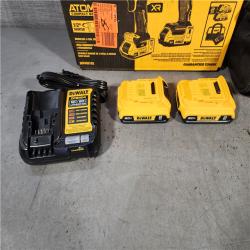 HOUSTON LOCATION - AS-IS DEWALT 20V MAX XR Cordless Drill/Driver, ATOMIC Impact Driver 2 Tool Combo Kit, (2) 2.0Ah Batteries, Charger, and Bag