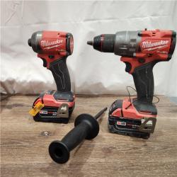 AS-IS Milwaukee M18 FUEL 18V Lithium-Ion Brushless Cordless Hammer Drill and Impact Driver Combo Kit (2-Tool) with 2 Batteries