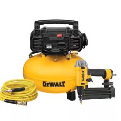 DALLAS LOCATION - NEW! DEWALT 6 Gal. 18-Gauge Brad Nailer and Heavy-Duty Pancake Electric Air Compressor Combo Kit PALLET -(4 UNITS)