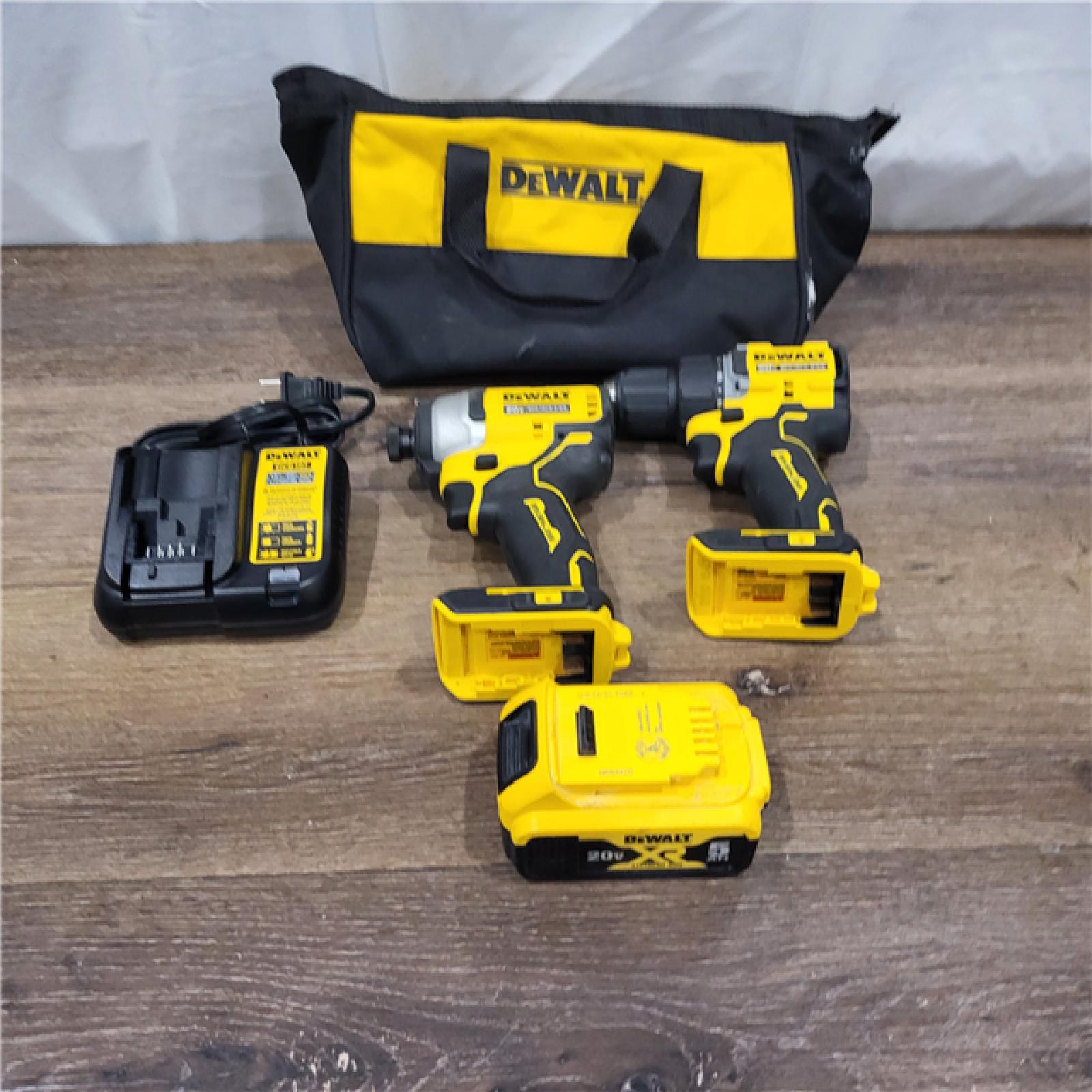 AS-IS ATOMIC 20-Volt MAX Lithium-Ion Cordless Combo Kit (2-Tool) with (2) 2.0Ah Batteries, Charger and Bag