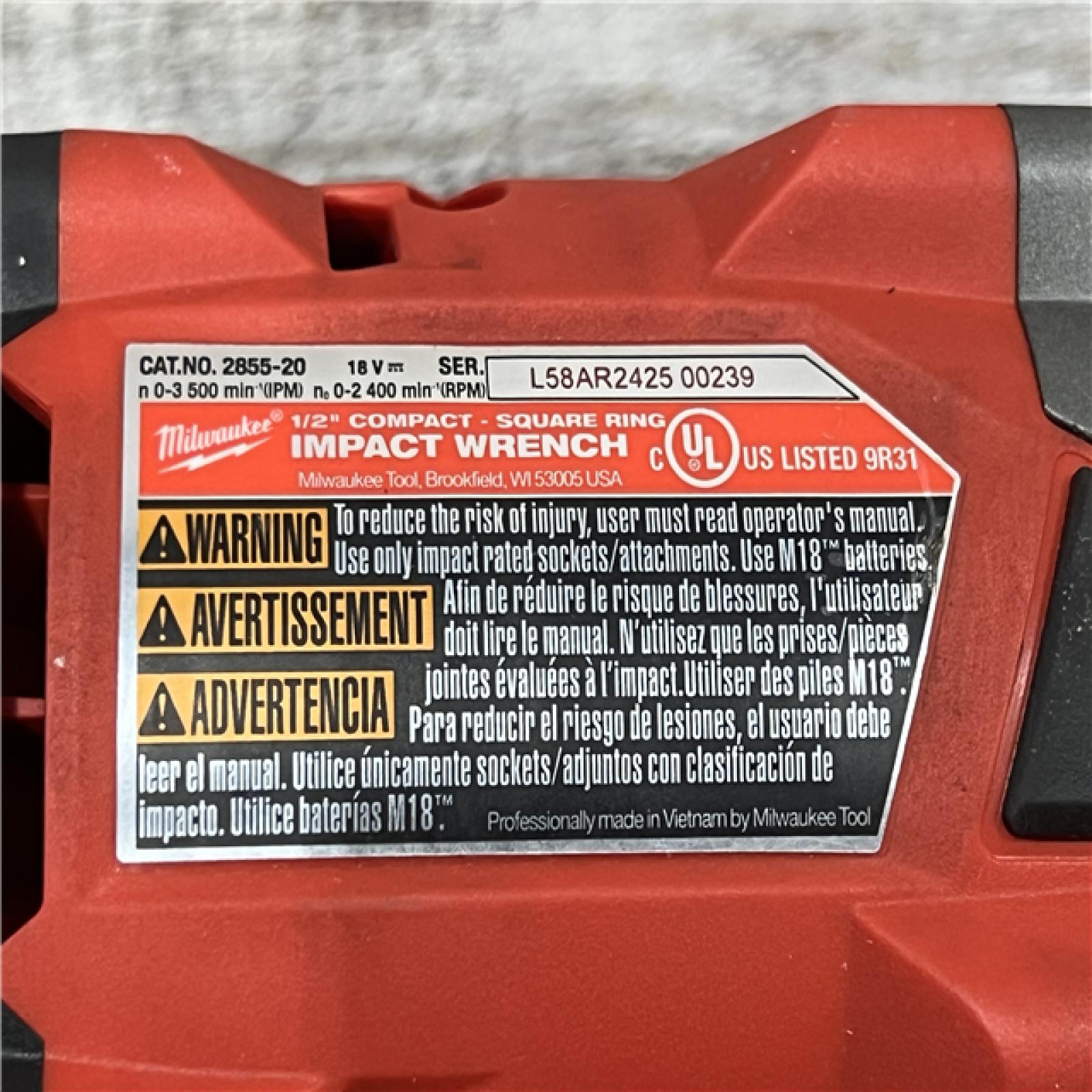 AS-IS Milwaukee M18 18V Fuel 1/2  Compact Impact with Friction Ring 2855-20