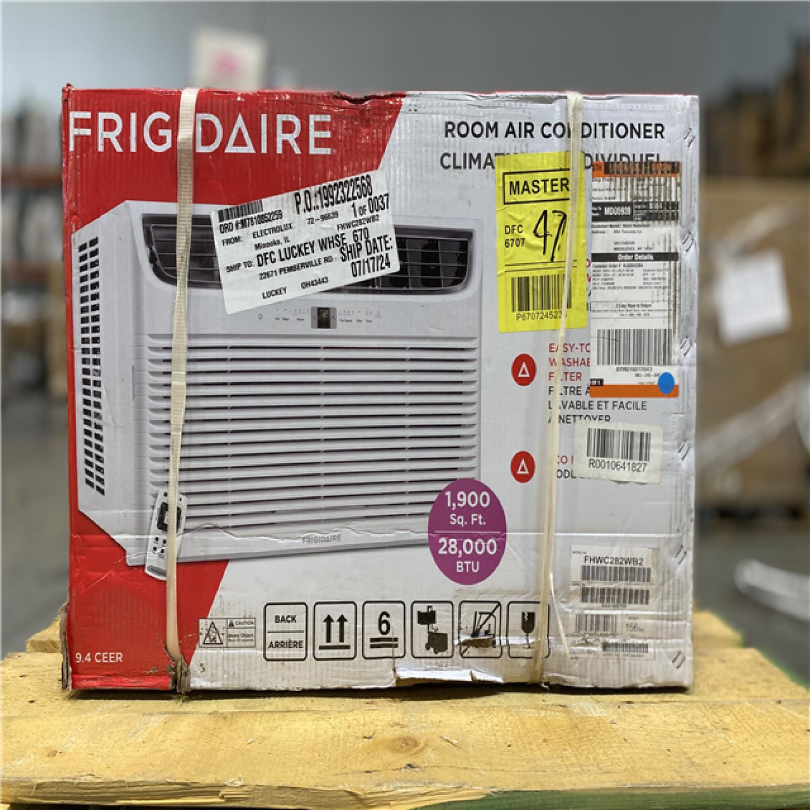 DALLAS LOCATION -  Frigidaire 28,000 BTU 230/208V Window Air Conditioner Cools 1900 Sq. Ft. with Remote Control in White