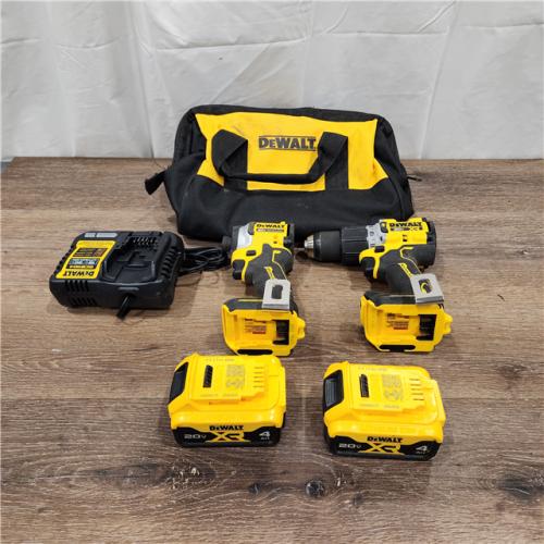AS-IS 20V MAX XR Hammer Drill and ATOMIC Impact Driver 2 Tool Cordless Combo Kit with (2) 4.0Ah Batteries, Charger, and Bag