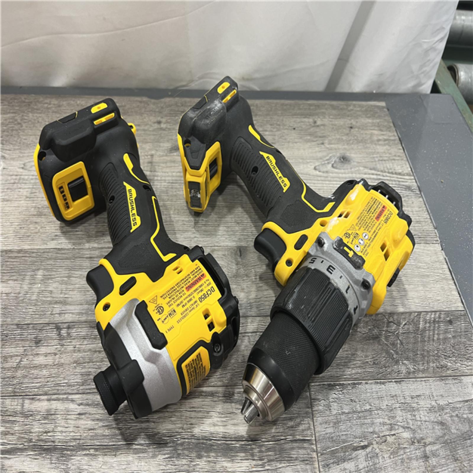 AS-IS DEWALT 20V MAX XR Hammer Drill and ATOMIC Impact Driver 2 Tool Cordless Combo Kit with (1) 4.0Ah AND (1)5.0AH  Batteries, Charger, and Bag