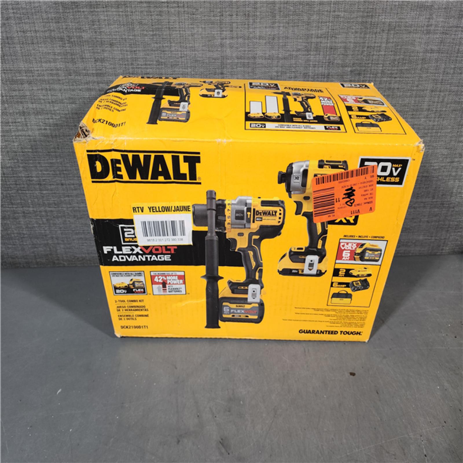 HOUSTON LOCATION - AS-IS DEWALT 20V MAX Cordless Brushless Hammer Drill/Driver 2 Tool Combo Kit with FLEXVOLT ADVANTAGE