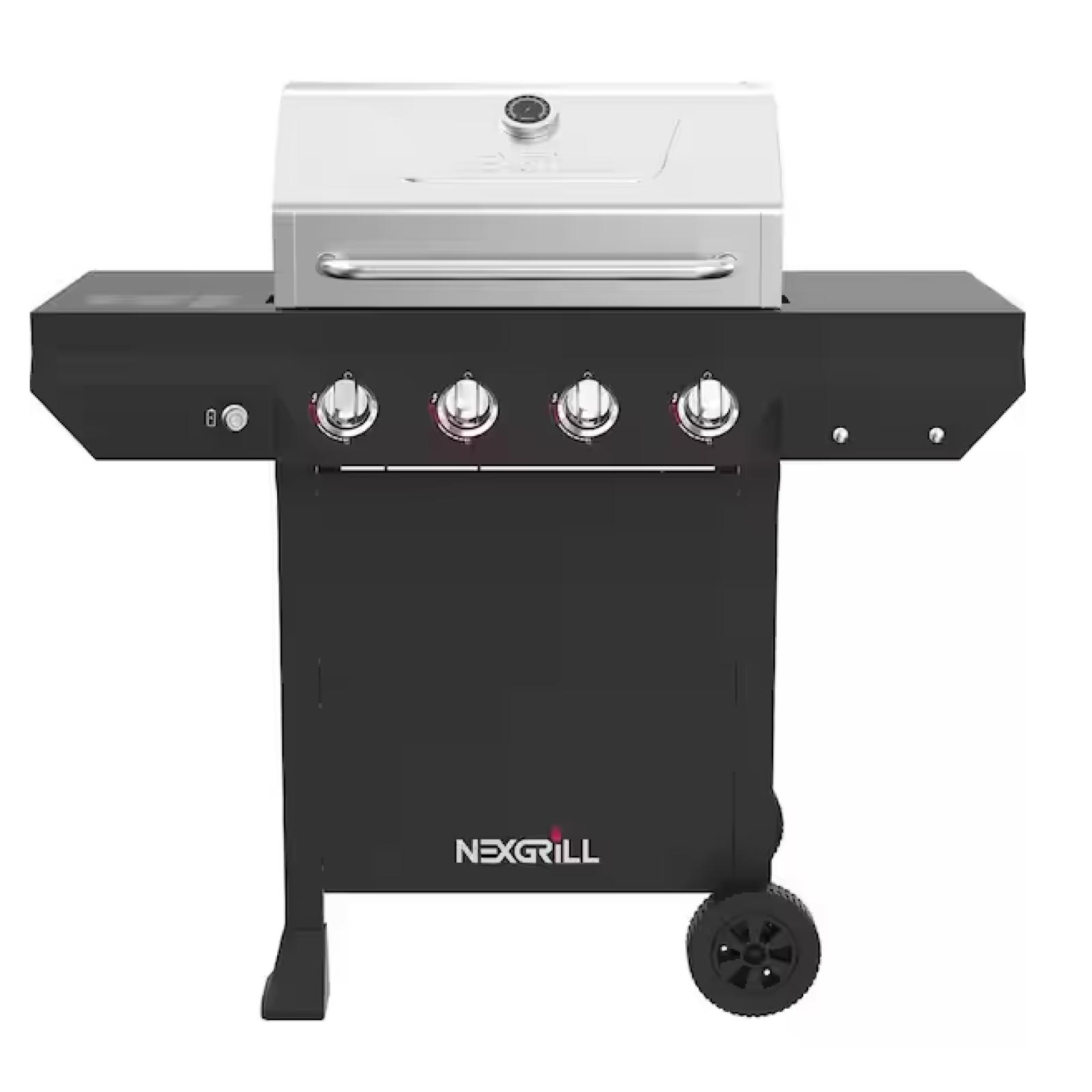 DALLAS LOCATION -Nexgrill 4-Burner Propane Gas Grill in Black with Stainless Steel Main Lid