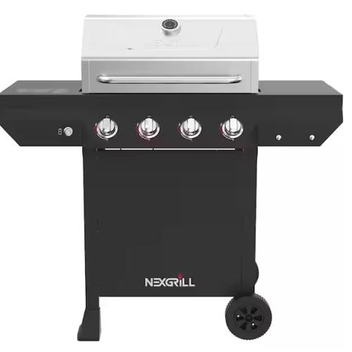 DALLAS LOCATION -Nexgrill 4-Burner Propane Gas Grill in Black with Stainless Steel Main Lid