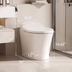 Phoenix Location Hanikes 1-Piece 1/1.27 GPF High Efficiency Dual Flush Elongated Toilet in White with Heated Seat and Slow-Close, Seat Included