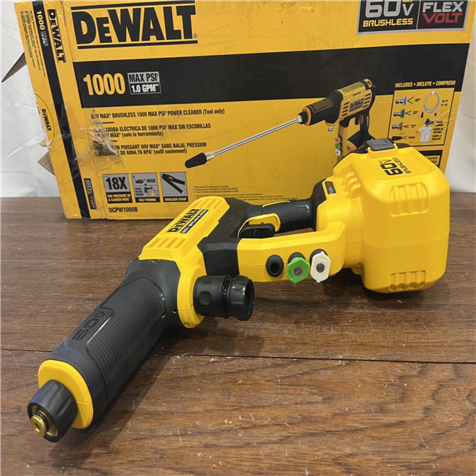 AS-ISDEWALT FLEXVOLT 60V MAX 1000 PSI 1.0 GPM Cold Water Cordless Battery Power Cleaner (Tool Only)