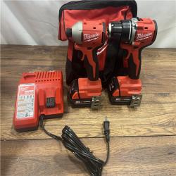 AS IS M18 18V Lithium-Ion Brushless Cordless Compact Drill/Impact Combo Kit (2-Tool) W/(2) 2.0 Ah Batteries, Charger & Bag