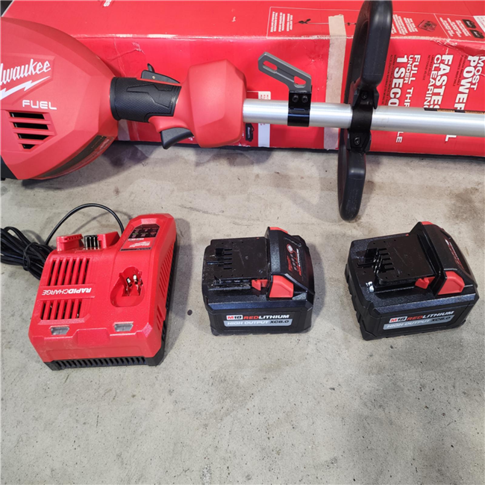 HOUSTON LOCATION - AS-IS M18 FUEL 18V Brushless Cordless 17 in. Dual Battery Straight Shaft String Trimmer with (2) 8.0 Ah Batteries and Charger