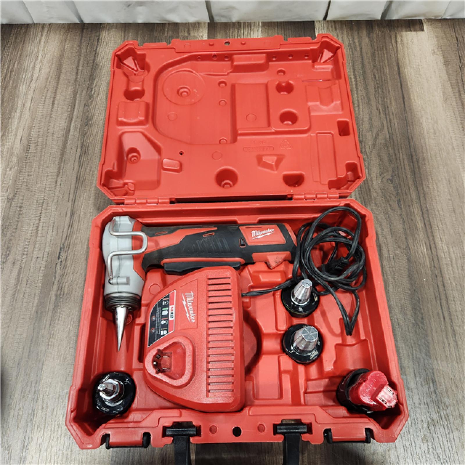 AS IS MILWAUKEE M12 12-Volt Lithium-Ion Cordless PEX Expansion Tool Kit with (2) 1.5 Ah Batteries, (3) Expansion Heads and Hard Case