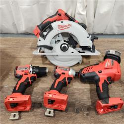 AS-IS Milwaukee M18 18-Volt Lithium-Ion Brushless Cordless Combo Kit (4-Tool) with 2-Batteries, 1-Charger and Tool Bag