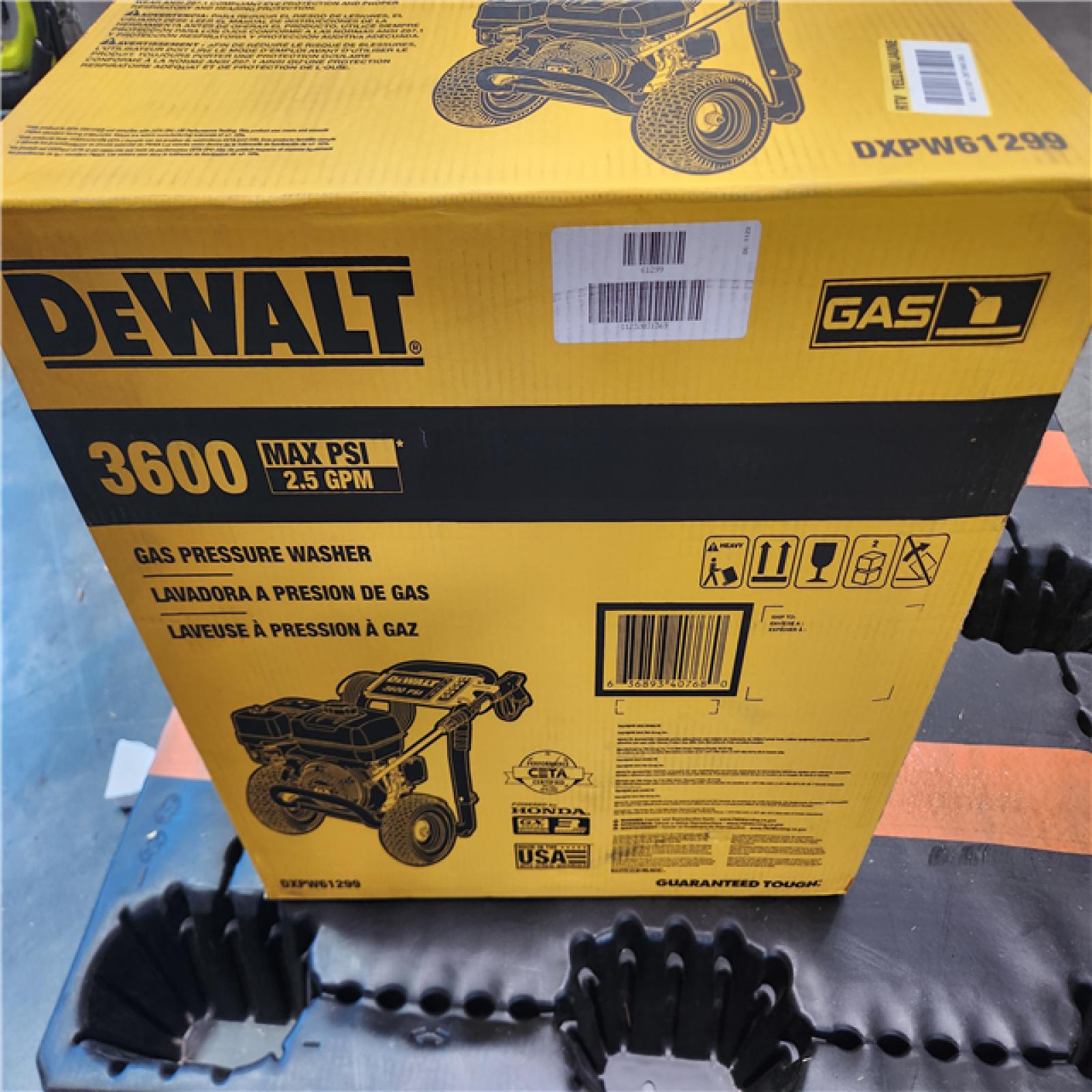 California AS-IS DEWALT 3600 PSI 2.5 GPM Cold Water Gas Professional Pressure Washer with HONDA GX200 Engine