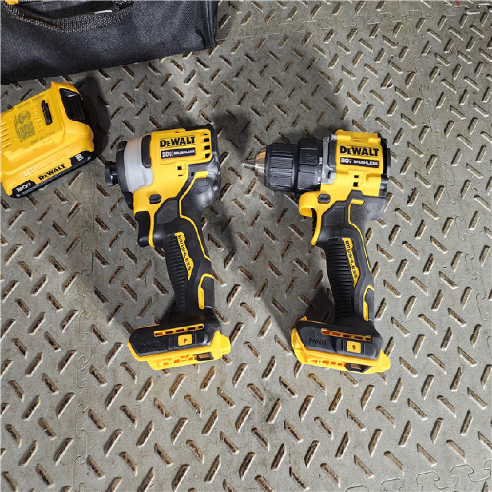 HOUSTON LOCATION - AS-IS DEWALT  20V MAX XR Cordless Brushless Hammer Drill/Impact 2 Tool Combo Kit with (2) 20V 2.0Ah Batteries and Charger