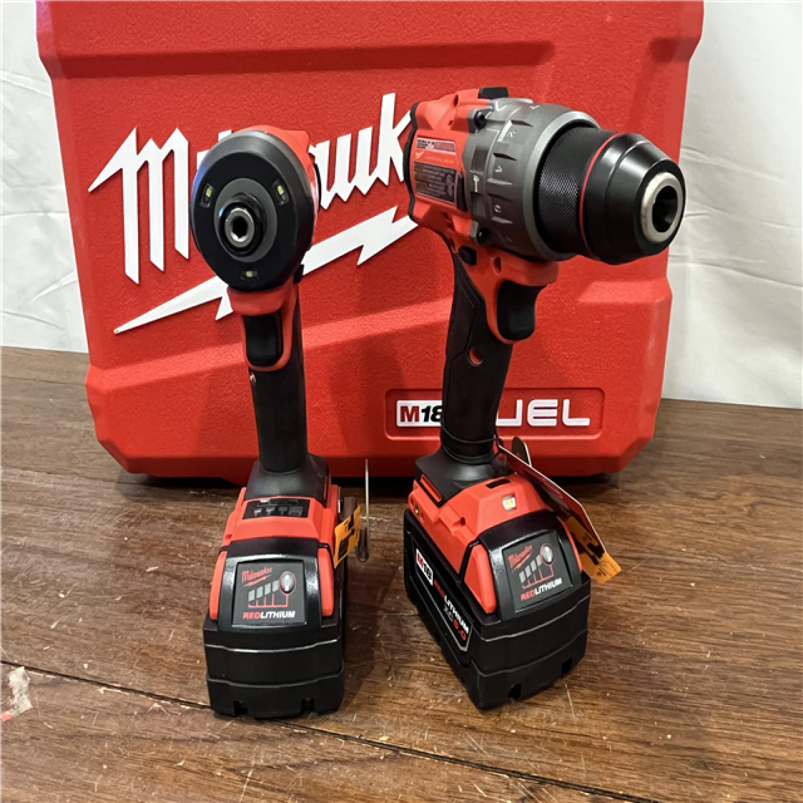 AS-ISMilwaukee M18 FUEL 18V Lithium-Ion Brushless Cordless Hammer Drill and Impact Driver Combo Kit (2-Tool) with 2 Batteries