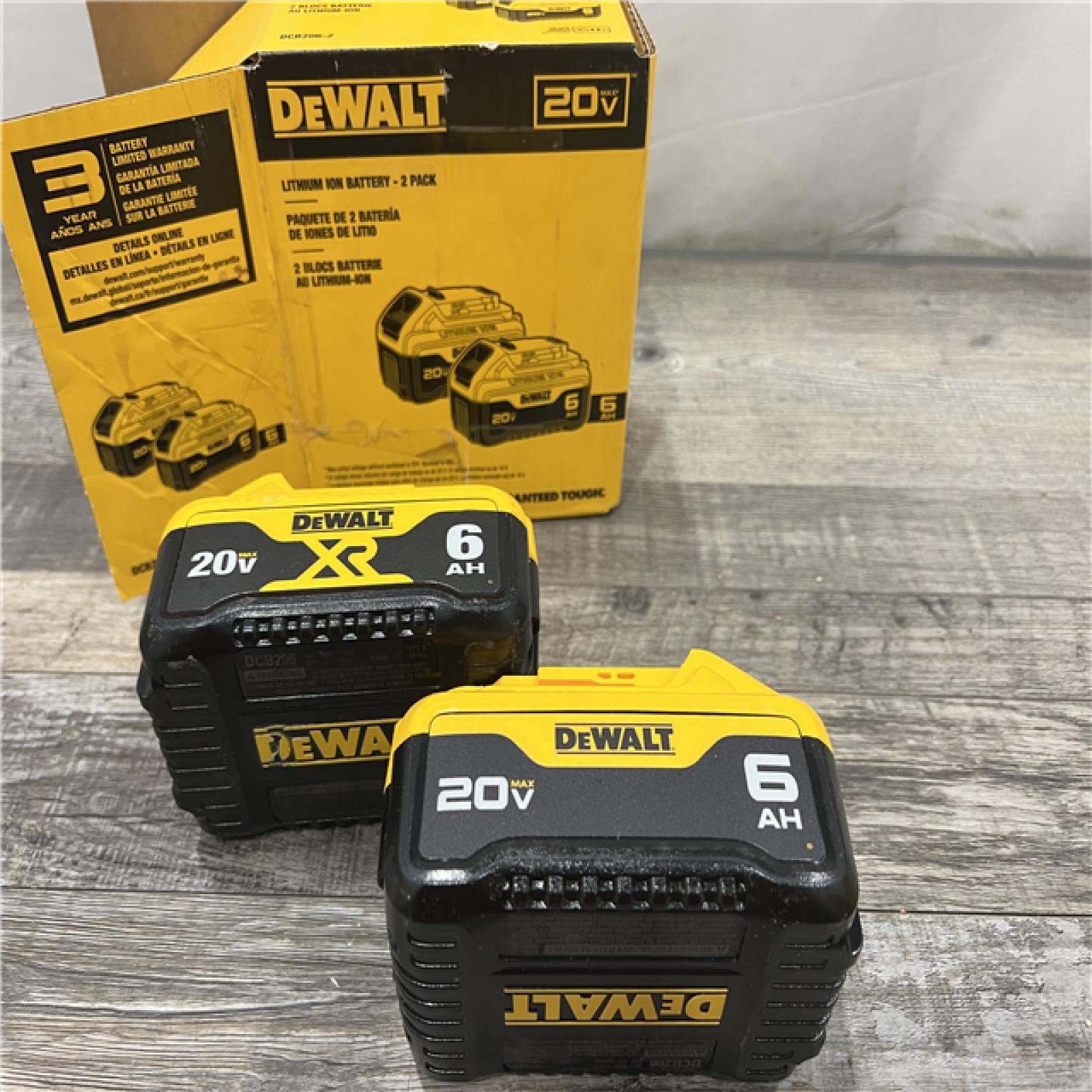 AS-IS DEWALT DCB206-2 6.0Ah 20V MAX Battery (2 Pack)