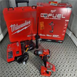 HOUSTON LOCATION - AS-IS (APPEARS LIKE NEW) Milwaukee 2904-22 Hammer Drill Driver Kit with Batteries  Charger & Tool Case  Red