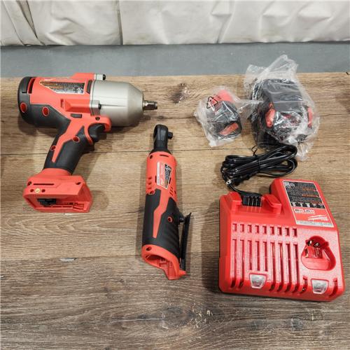 AS-IS M12/M18 12/18V Lithium-Ion Cordless 3/8 in. Ratchet and 1/2 in. High Torque Impact Wrench with Friction Ring Combo Kit