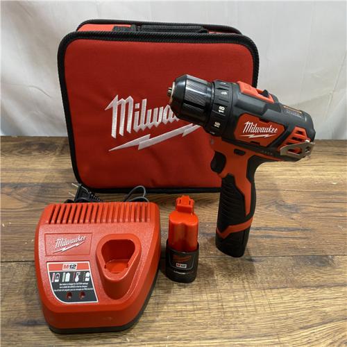 AS IS M12 12V Lithium-Ion Cordless 3/8 in. Drill/Driver Kit with Two 1.5 Ah Batteries, Charger and Tool Bag