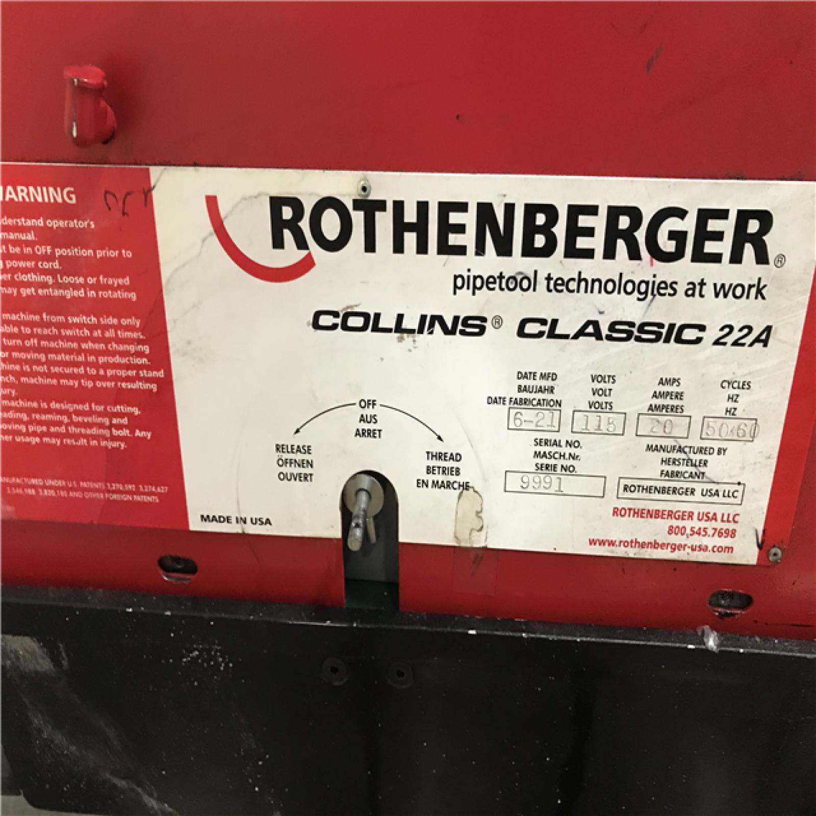 California AS-IS Rothenberger Pipe Threading Machine