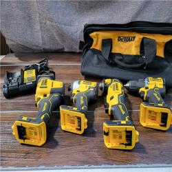 California As-Is Dewalt Brushless 4-Tool Combo Kit (Charger and Tool Bag Included)(MISSING BATTERIES)