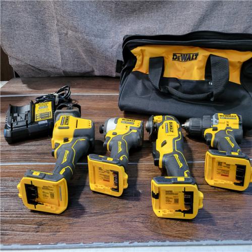 California As-Is Dewalt Brushless 4-Tool Combo Kit (Charger and Tool Bag Included)(MISSING BATTERIES)