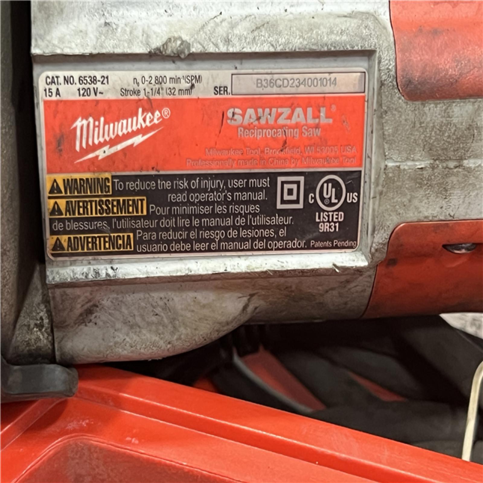 AS-IS MILWAUKEE 15 Amp 1-1/4 in. Stroke Orbital SUPER SAWZALL Reciprocating Saw with Hard Case