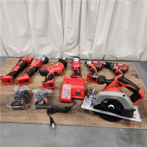 AS-IS Milwaukee M18 18-Volt Lithium-Ion Cordless Combo Kit 7-Tool with 2-Batteries, Charger and Tool Bag