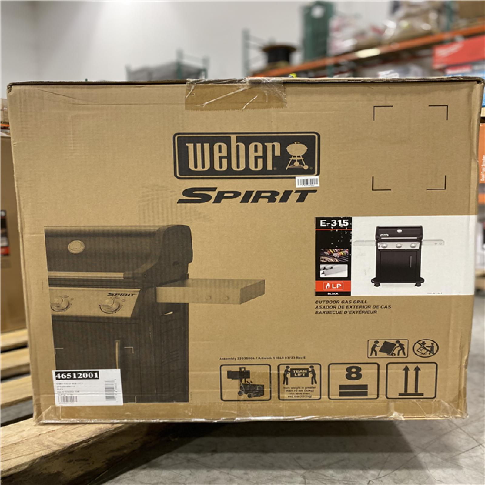 DALLAS LOCATION - Weber Spirit E-315 3-Burner Liquid Propane Gas Grill in Black