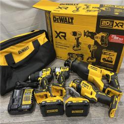 AS-IS DEWALT 20-Volt Maximum Lithium-Ion Cordless 4-Tool Combo Kit with (2) 4 Ah Batteries and Charger