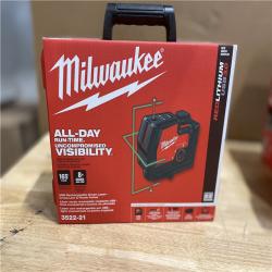 NEW! - Milwaukee Green 100 ft. Cross Line and Plumb Points Rechargeable Laser Level with REDLITHIUM Lithium-Ion USB Battery and Charger