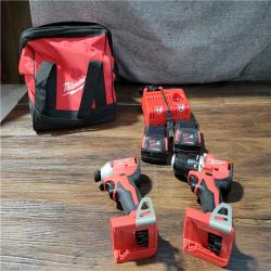 CALIFORNIA AS-IS MILWAUKEE M18 COMPACT BRUSHLESS 2-TOOL COMBO KIT(BATTERIES,CHARGER,AND BAG INCLUDED)