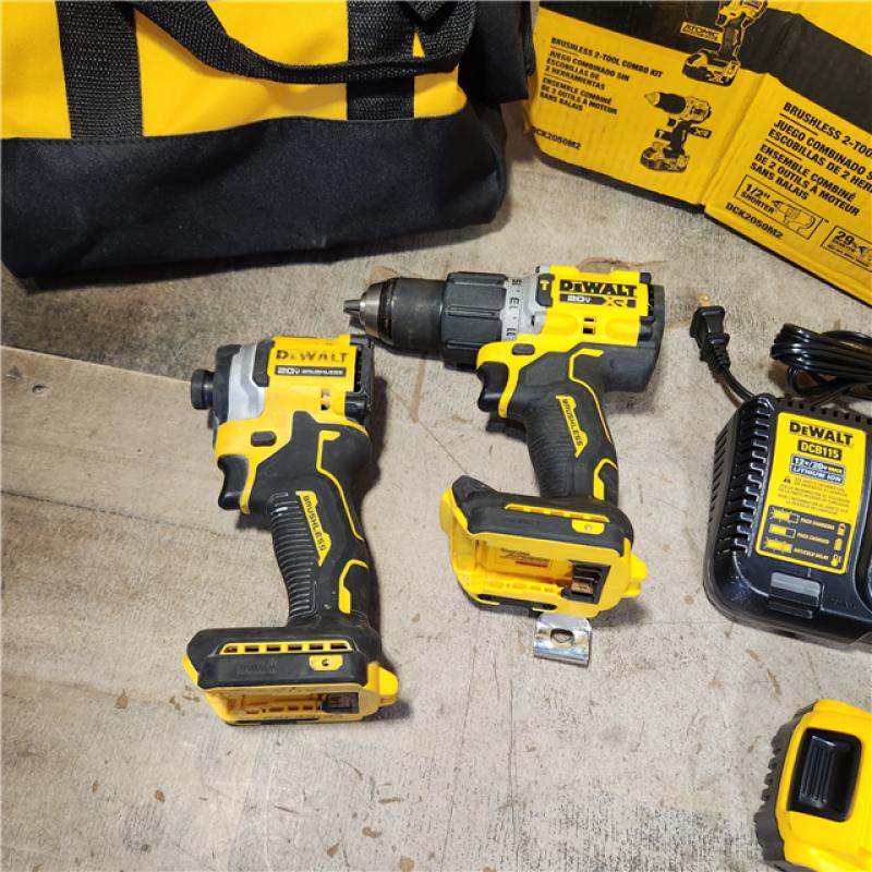 Dewalt DCK2050M2 20V MAX XR Brushless Lithium-Ion 1-2 in. Cordless Hammer Driver  Drill and 1-4 in. Atomic Impact Driver Combo Kit with (2) 4 Ah Batteries